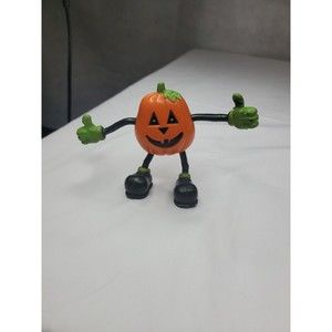Vintage Halloween Fun World Pumpkin Toy Figure Bendable Arms Legs 3.75" PVC Jack